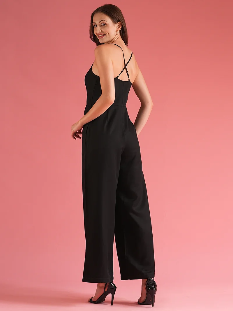 globus Black Globus Women Black Cowl Neck Party Jumpsuit for Women | Best Price UAE